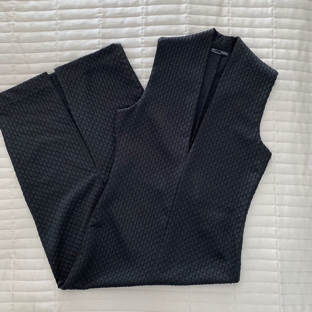 Zara Black Textured Body Con Dress Size Small